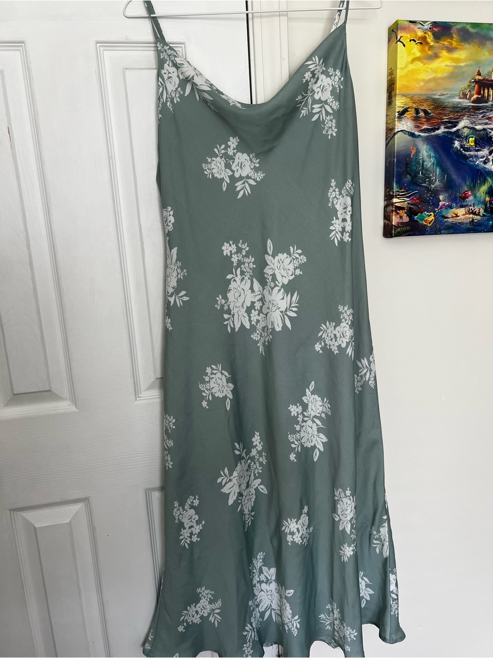 Altar'd State Sage Green Floral Slip Maxi Dress